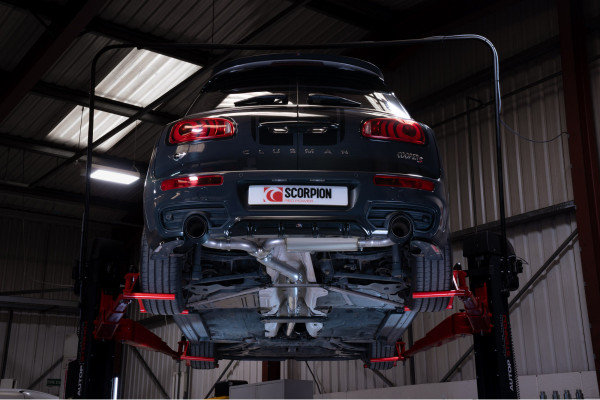 Scorpion Exhaust Non Resonated Cat Back System MINI Clubman F54 2015-18 - Carbon Fibre 114mm Ascari Trims