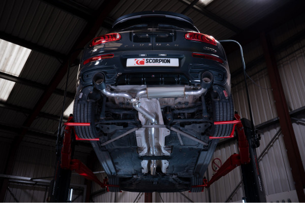 Scorpion Exhaust Resonated Cat Back System MINI Clubman F54 2015-18 - Carbon Fibre 114mm Ascari Trims