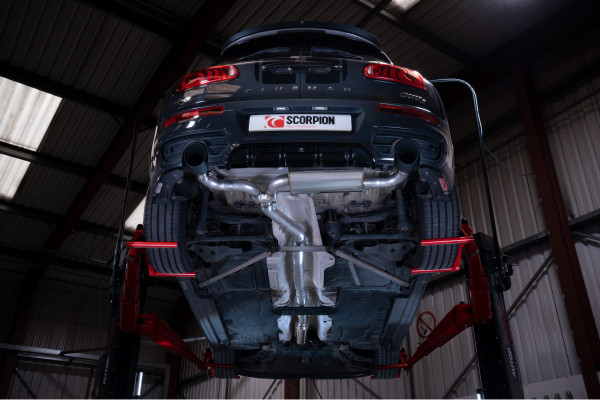 Scorpion Exhaust Resonated Cat Back System MINI Clubman F54 2015-18 - Ceramic Black 114mm Daytona Trims